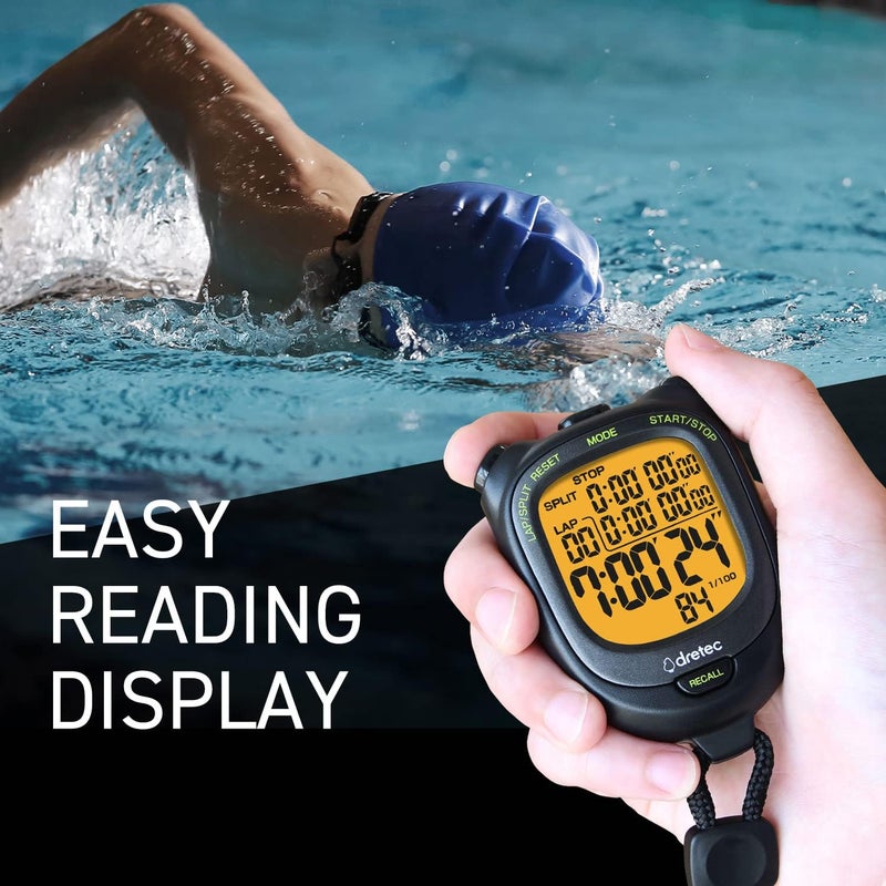 dretec Digital Stopwatch Waterproof Backlight Black - Image 3