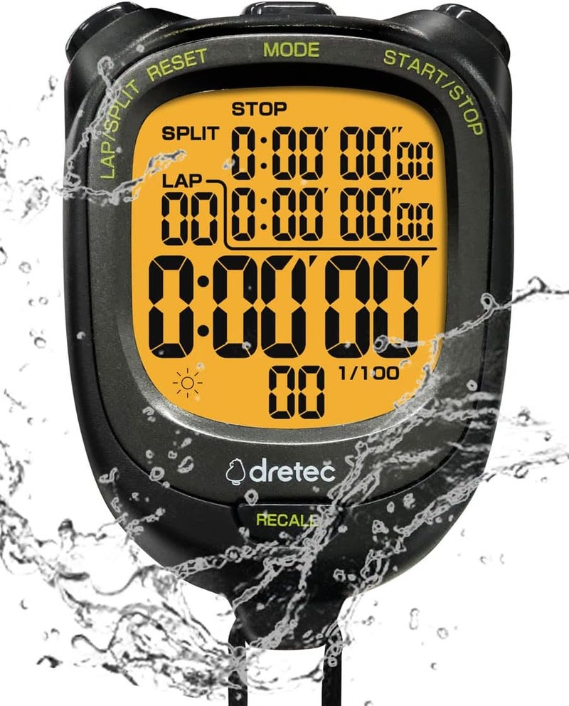 dretec Digital Stopwatch Waterproof Backlight Black - Image 1