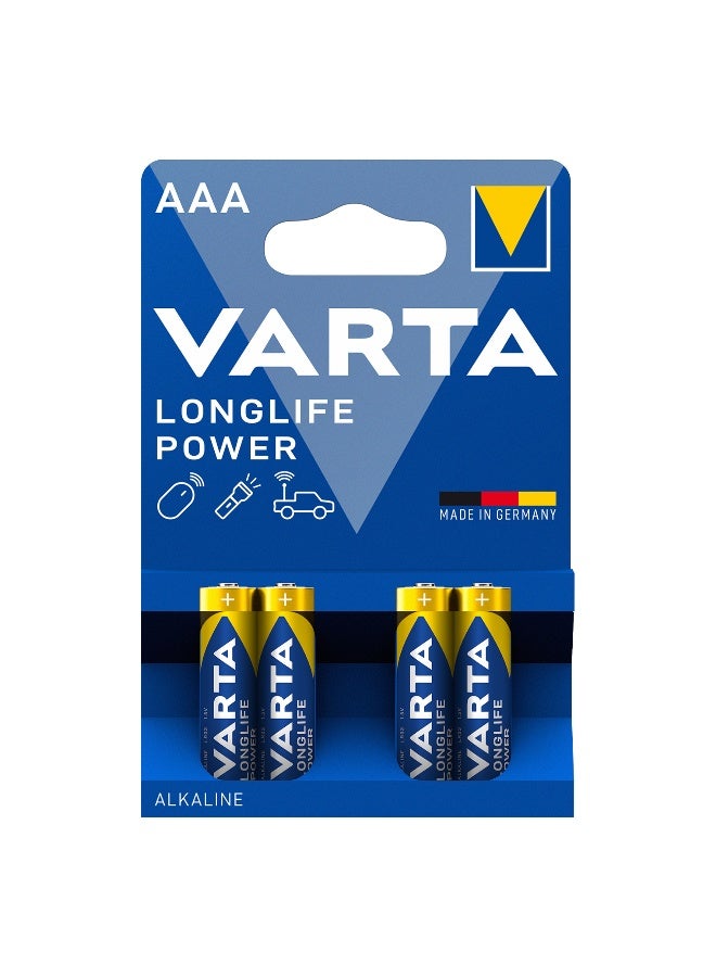 VARTA LONGLIFE POWER AAA BLI 4 | Alkaline Energy System | 10 years power in storage guaranteed | High Performance Battery Made in Germany - Image 1