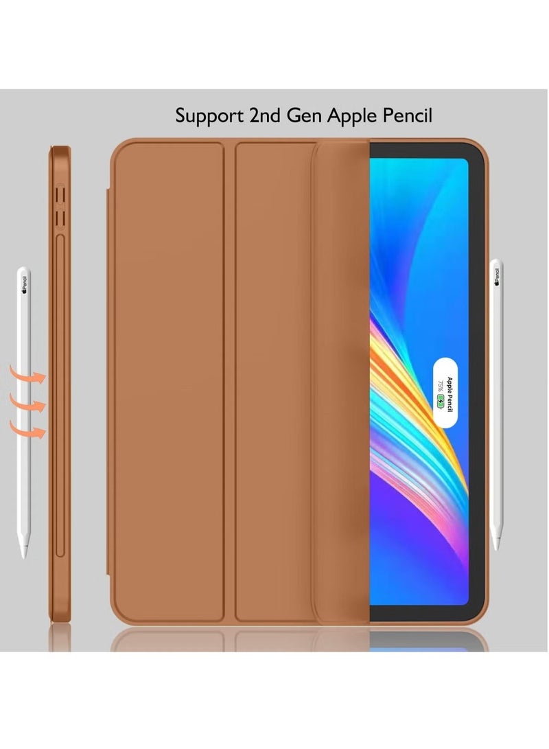 MUNTAQI iPad Pro 12.9 Case (2022/2021, 6th/5th Gen) with Pencil Holder – Supports 2nd Gen Pencil Charging, Trifold Stand, Auto Wake/Sleep, Soft TPU Back, Brown - Image 2