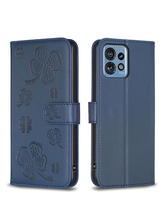 اس-توب جراب لهاتف Motorola Edge 40 Pro 5G / X40 / X40 Pro جراب هاتف من الجلد المنقوش بأربع أوراق - Image 1