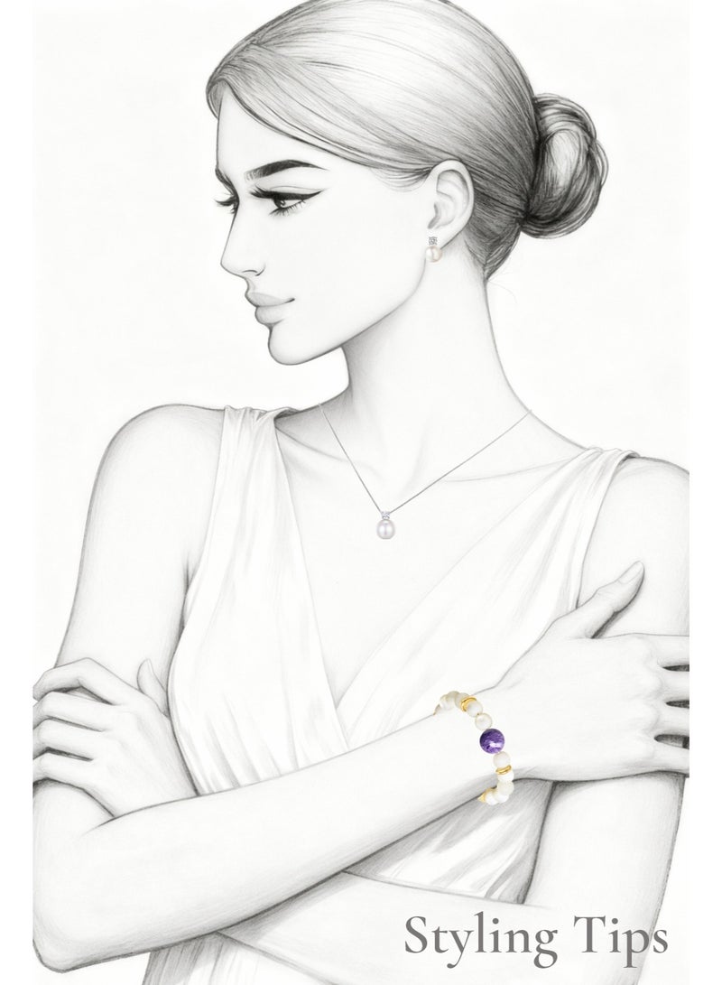 غَيْرُ مَألُوف قلادة كلاسيكية على طراز الأميرة ديانا من لؤلؤ الماء العذب الطبيعي - Image 4