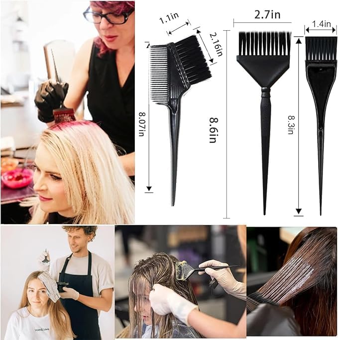 Euskolete 9pcs Hair Coloring Kit - Professional Salon Tools for DIY Mixing, Includes Hair Dye Brush, Hair Color Bowl, Hair Clip, Ear Muffs - Perfect for Bleaching and Highlighting - Image 2