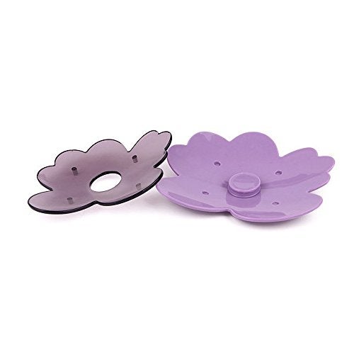 ornerx Double Layers 5.5" Purple Flowers Soap Dish Bathroom Accessories - Image 2