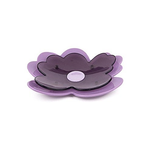 ornerx Double Layers 5.5" Purple Flowers Soap Dish Bathroom Accessories - Image 4