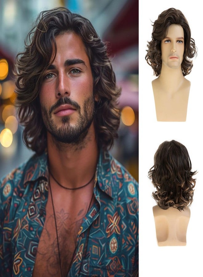 Dsimeig Mens Wig Brown Short Wavy Fluffy Cosplay Hair Wigs for Party Halloween Use - Image 1