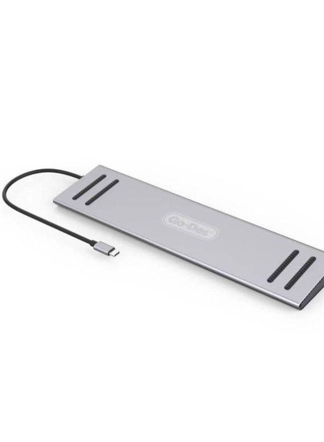 GO-DES 14 In 1 Type C Multi function Docking Station Laptop Base USB C Hub Good Product 4U Micro SD Card Reader for MacBook Pro Air  iPad Samsung Galaxy - Image 5