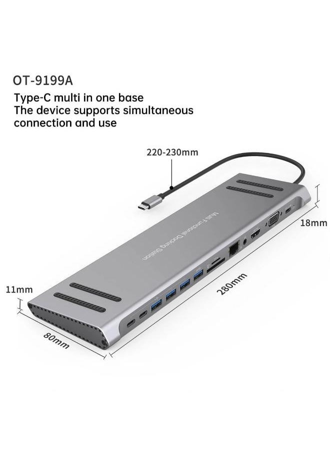 التنفيذية ذ.م.م 14 في 1 نوع C محطة إرساء متعددة الوظائف قاعدة كمبيوتر محمول USB C Hub منتج جيد 4U قارئ بطاقة Micro SD لجهاز MacBook Pro Air iPad Samsung Galaxy  - Image 5