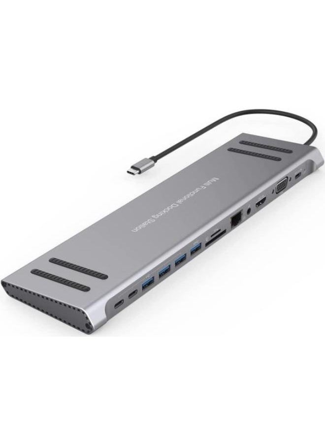 التنفيذية ذ.م.م 14 في 1 نوع C محطة إرساء متعددة الوظائف قاعدة كمبيوتر محمول USB C Hub منتج جيد 4U قارئ بطاقة Micro SD لجهاز MacBook Pro Air iPad Samsung Galaxy  - Image 1