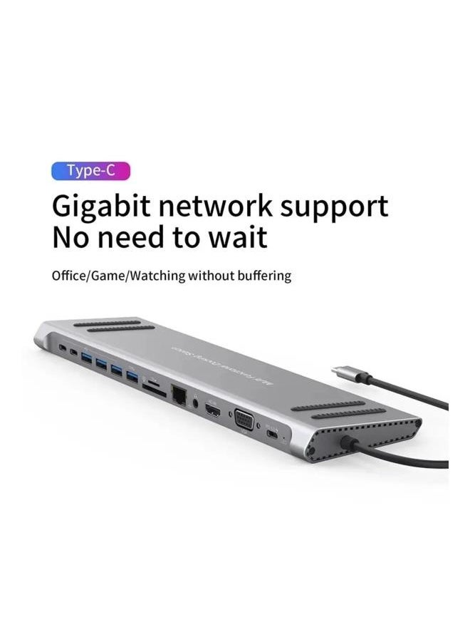 التنفيذية ذ.م.م 14 في 1 نوع C محطة إرساء متعددة الوظائف قاعدة كمبيوتر محمول USB C Hub منتج جيد 4U قارئ بطاقة Micro SD لجهاز MacBook Pro Air iPad Samsung Galaxy  - Image 2