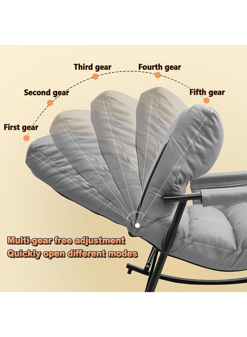 Taimi Adjustable Relaxing Rocking Chair, Comfortable Reclining Sofa with Adjustable Headrest and Footrest & Side Storage Pockets, Lounge Chair for Living Room, Bedroom & Office â€“ Gray - Image 4