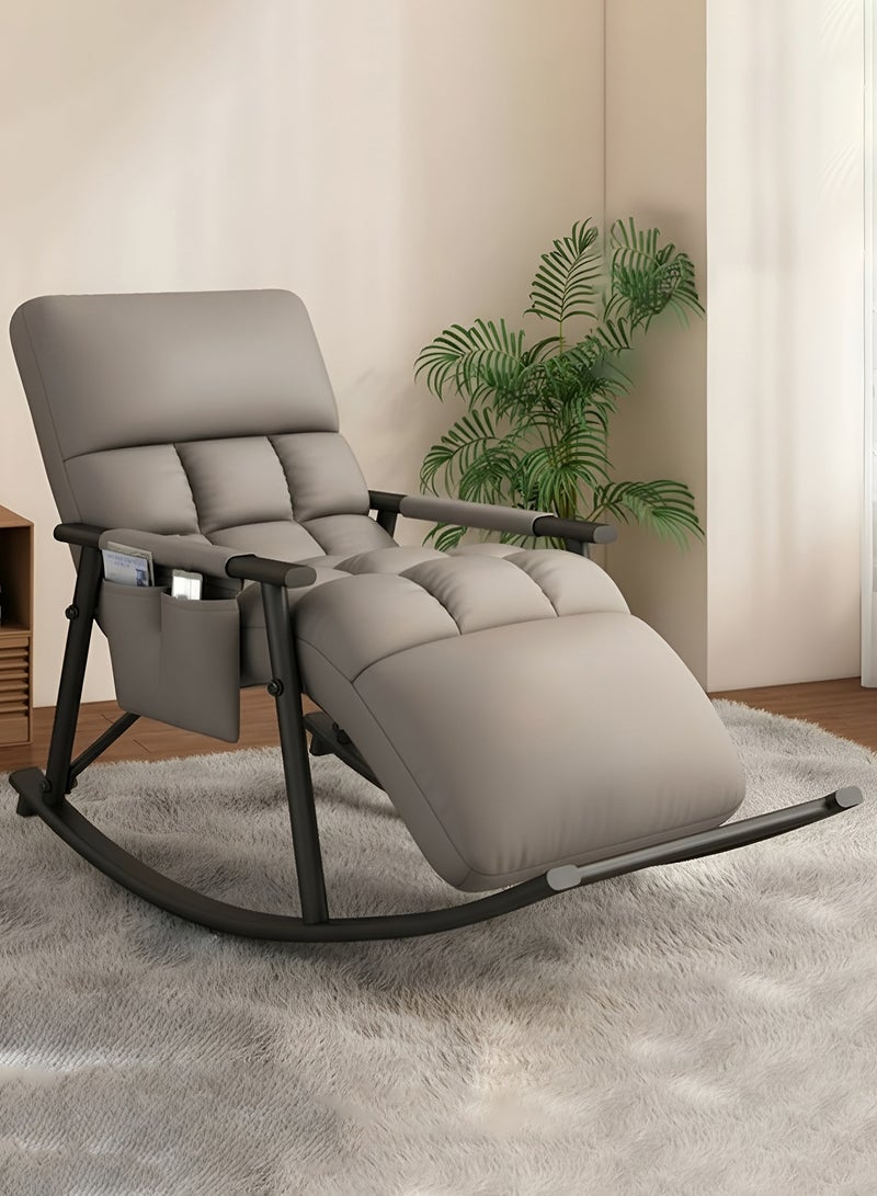 Taimi Adjustable Relaxing Rocking Chair, Comfortable Reclining Sofa with Adjustable Headrest and Footrest & Side Storage Pockets, Lounge Chair for Living Room, Bedroom & Office â€“ Gray - Image 1