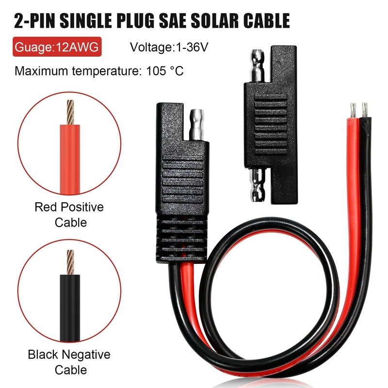 Quadafy 2 Pack 12 Gauge 2 Pin Quick-Disconnect Audiopipe Polarized Wire Harness with SAE Connectors - 12 Inch Heavy Duty Bullet Lead Cable (2 Pack 12 Gauge) - Image 3