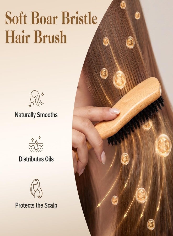 GAINWELL Soft Boar Bristle Hair Brush for Women Men, Wavy Handle Slick Back Brush for Thin & Fine Hair, Smoothing Hairbrush to Style, Polish, Deep & Lay Hair Down - Image 3