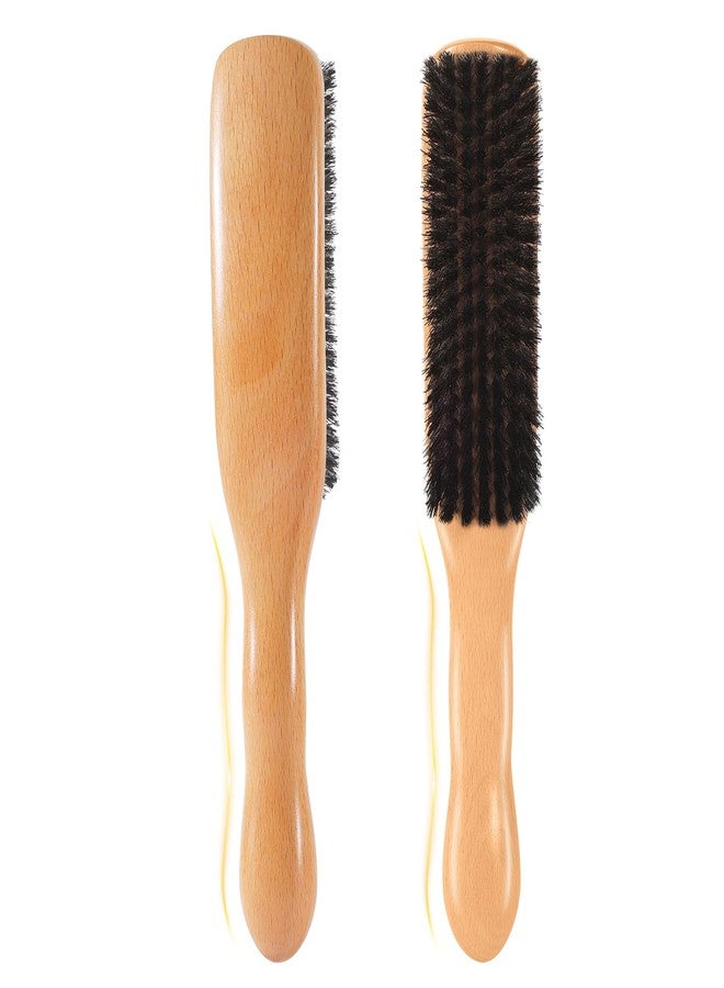 GAINWELL Soft Boar Bristle Hair Brush for Women Men, Wavy Handle Slick Back Brush for Thin & Fine Hair, Smoothing Hairbrush to Style, Polish, Deep & Lay Hair Down - Image 1