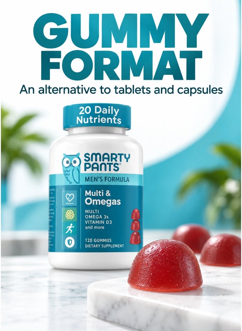 SmartyPants Men's Multivitamin Gummies - Improved Formula: Omega 3 (DHA/EPA), Methylfolate, Vitamin D3, C, Vitamin B12, B6, Vitamin A, K, Zinc & Selenium, Gluten Free, 90 Gummies - Image 4