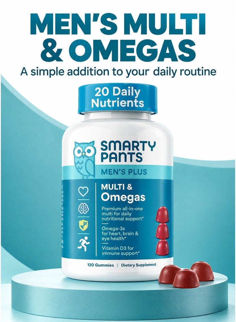 SmartyPants Men's Multivitamin Gummies - Improved Formula: Omega 3 (DHA/EPA), Methylfolate, Vitamin D3, C, Vitamin B12, B6, Vitamin A, K, Zinc & Selenium, Gluten Free, 90 Gummies - Image 3