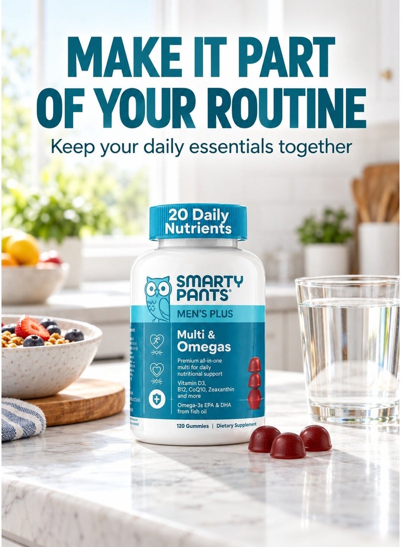 SmartyPants Men's Multivitamin Gummies - Improved Formula: Omega 3 (DHA/EPA), Methylfolate, Vitamin D3, C, Vitamin B12, B6, Vitamin A, K, Zinc & Selenium, Gluten Free, 90 Gummies - Image 5