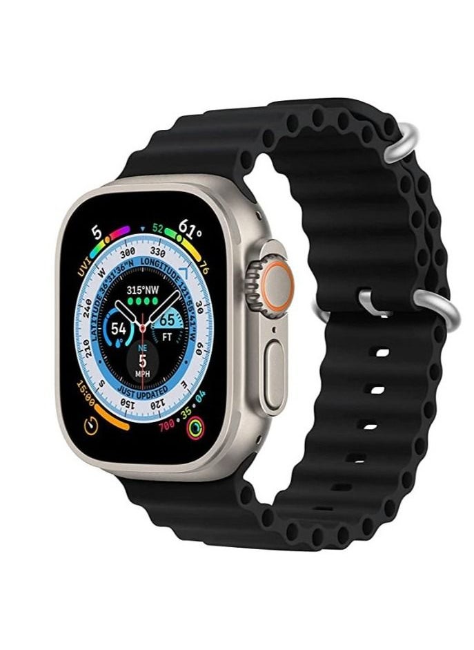 Generic - Alpine Loop for Apple Watch 49mm 45mm, Woven Loop with Metal Sport Band with iWatch Band Series Ultra 8 7 6 5 4 3 2 1 SE - Black - Image 1