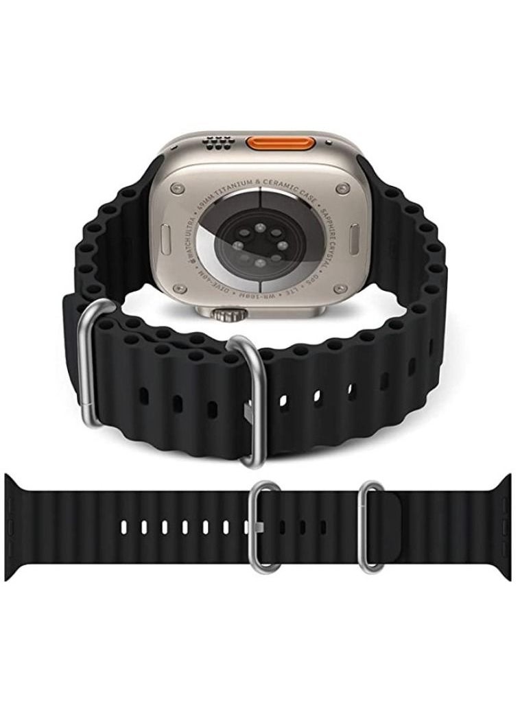 Generic - Alpine Loop for Apple Watch 49mm 45mm, Woven Loop with Metal Sport Band with iWatch Band Series Ultra 8 7 6 5 4 3 2 1 SE - Black - Image 1