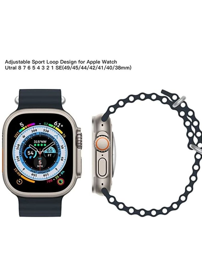 Generic - Alpine Loop for Apple Watch 49mm 45mm, Woven Loop with Metal Sport Band with iWatch Band Series Ultra 8 7 6 5 4 3 2 1 SE - Black - Image 1