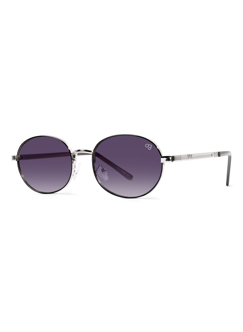Woggles UV- Protected Bold  Silver Round Sunglasses  - Image 2