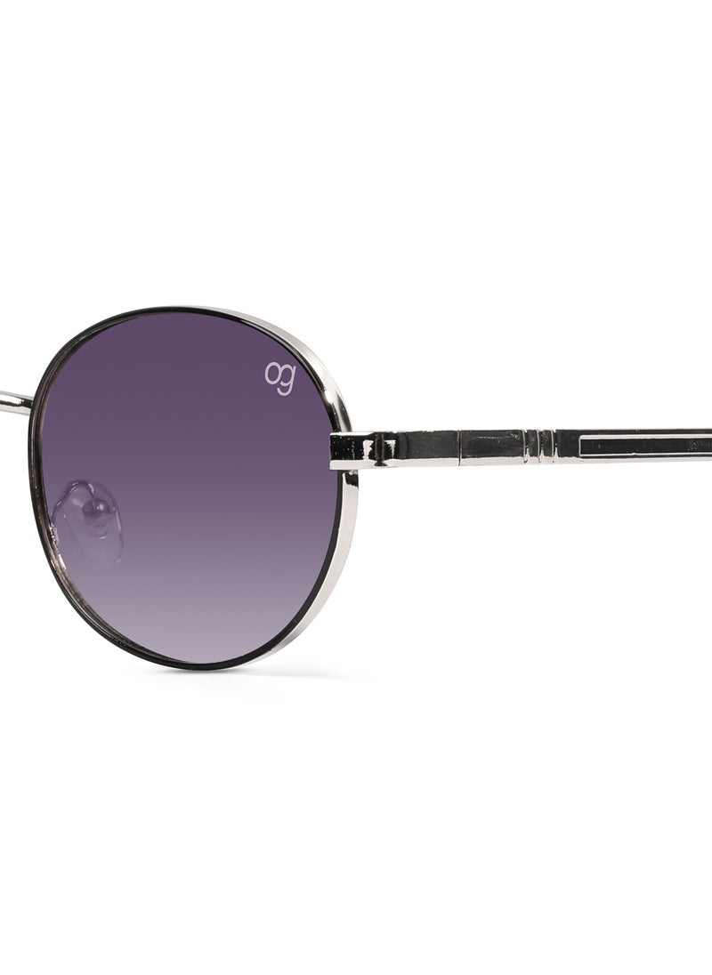 Woggles UV- Protected Bold  Silver Round Sunglasses  - Image 3
