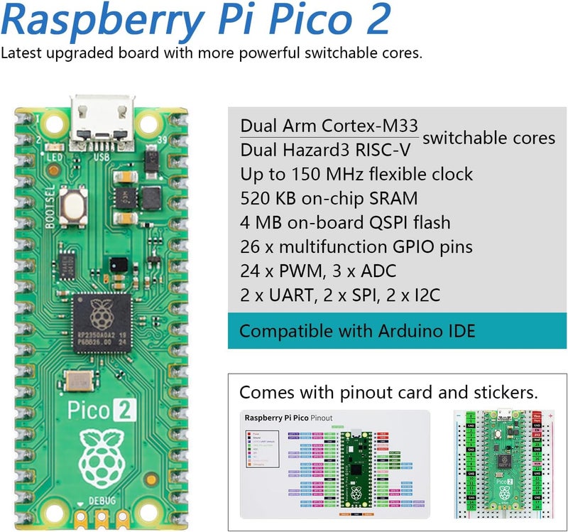 FREENOVE Basic Starter Kit for Raspberry Pi Pico 2 (Included), Dual Arm Cortex-M33 and Dual Hazard3 RISC-V Microcontroller, 386-Page Detailed Tutorial, 142 Items, 55 Projects, Python C Code - Image 3