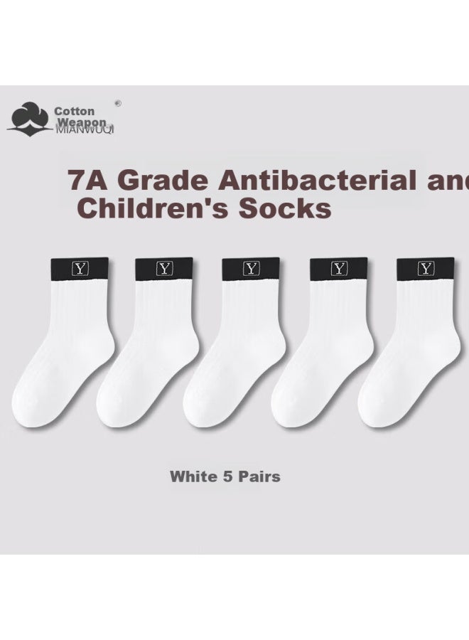 Cotton weapons Cotton Odor-resistant Children's Socks Boys Girls Socks Teenagers Seamless Socks Pure Cotton Absorbent 7a Grade Antibacterial Wear-resistant Mid-tube Socks - Image 2