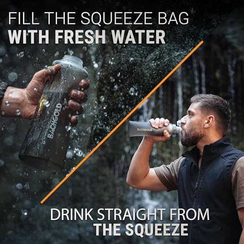 BACHGOLD Portable Water Filter for Camping – Bachgold Squeeze Foldable Bottle | Ultralight Backpacking Filtration for Hiking, Survival & Emergency | Dual-Stage Filtration, Swiss Design (Gray, 33.8 Oz) - Image 3