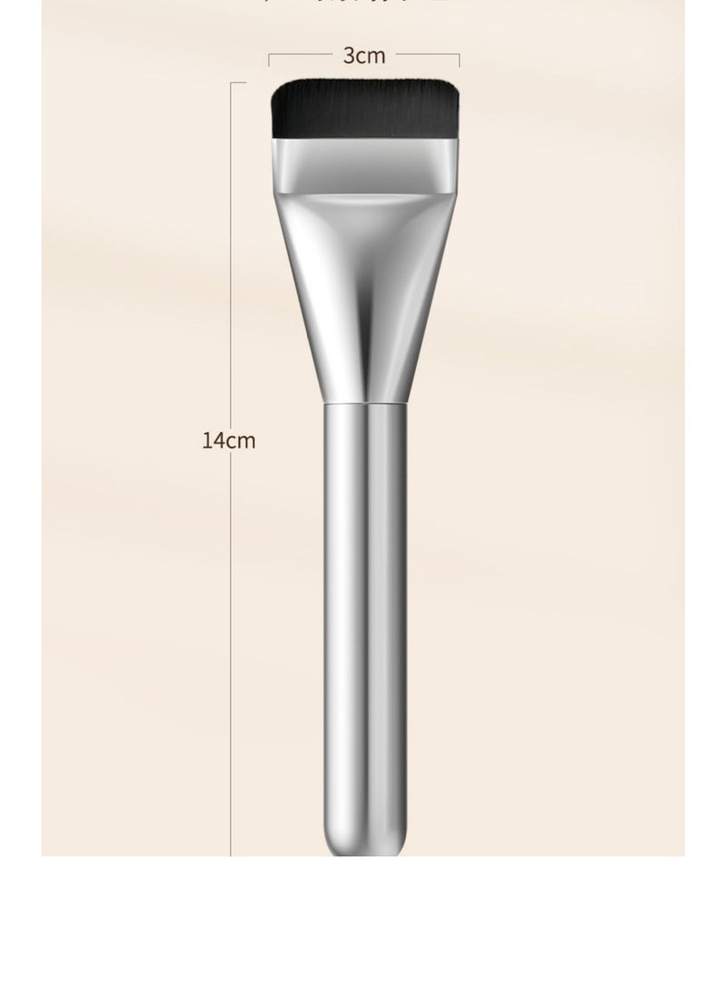 Flat Foundation Brush for Liquid Makeup,Ultra Thin Liquid Foundation Brush Premium Makeup Face Brush for Blending, Cream, Thin Foundation Brush Makeup Tool Face Foundation Flat Brush-silver - Image 2