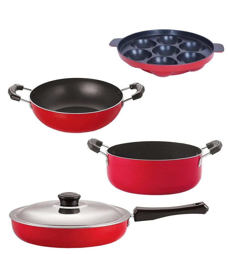 Nirlon Nirlon Non Stick Pots and Pans Non Stick Cookware Set of 4 Pieces with Bakelite Handle (FP11_KD11_AP7_CS24) - Image 1