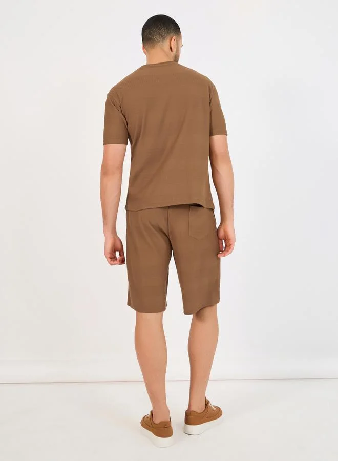 Styli Textured Knit Oversized T-Shirt & Shorts Co-Ords