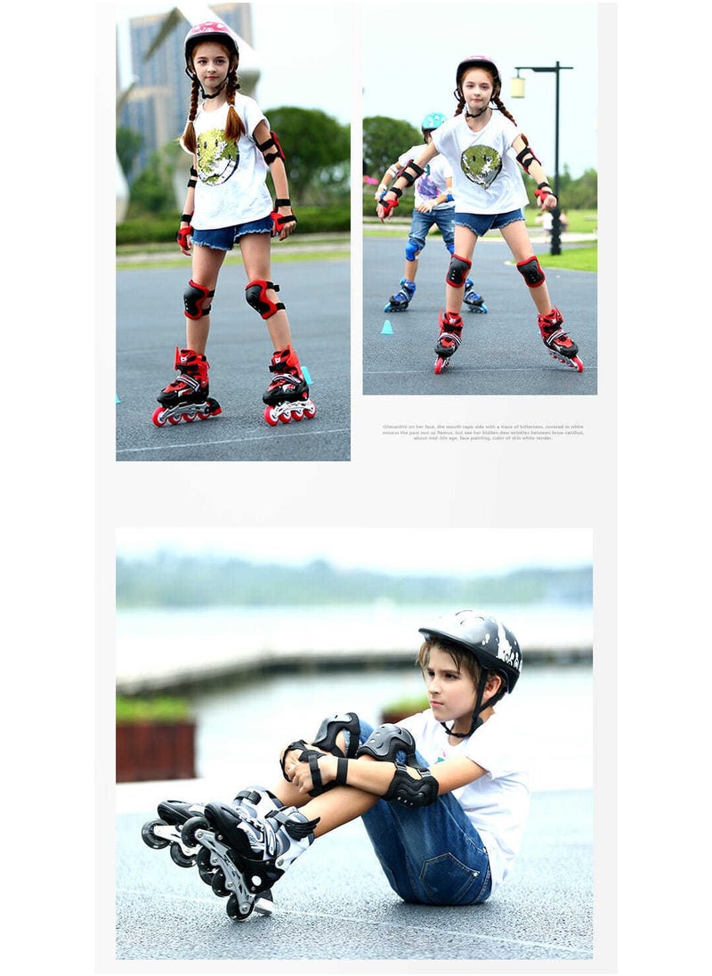 Generic - Adjustable Roller Skate Shoes LED Light Single Row 4-Wheels, Red, Size Meduim 35-38 - Image 1