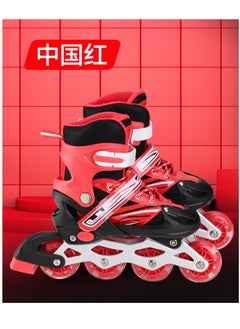Generic Adjustable Roller Skate Shoes LED Light Single Row 4-Wheels, Red, Size Meduim 35-38  - Image 5