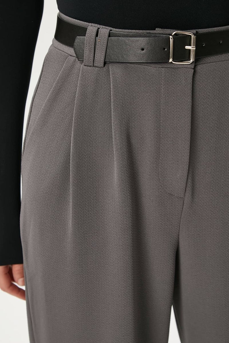 Ritnice Women's Rena Belted Lycra Anthracite Palazzo Trousers  - Image 2