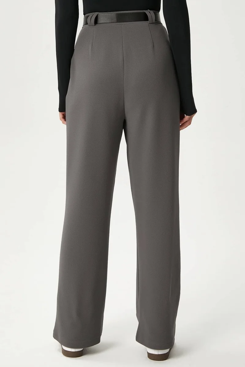 Ritnice Women's Rena Belted Lycra Anthracite Palazzo Trousers