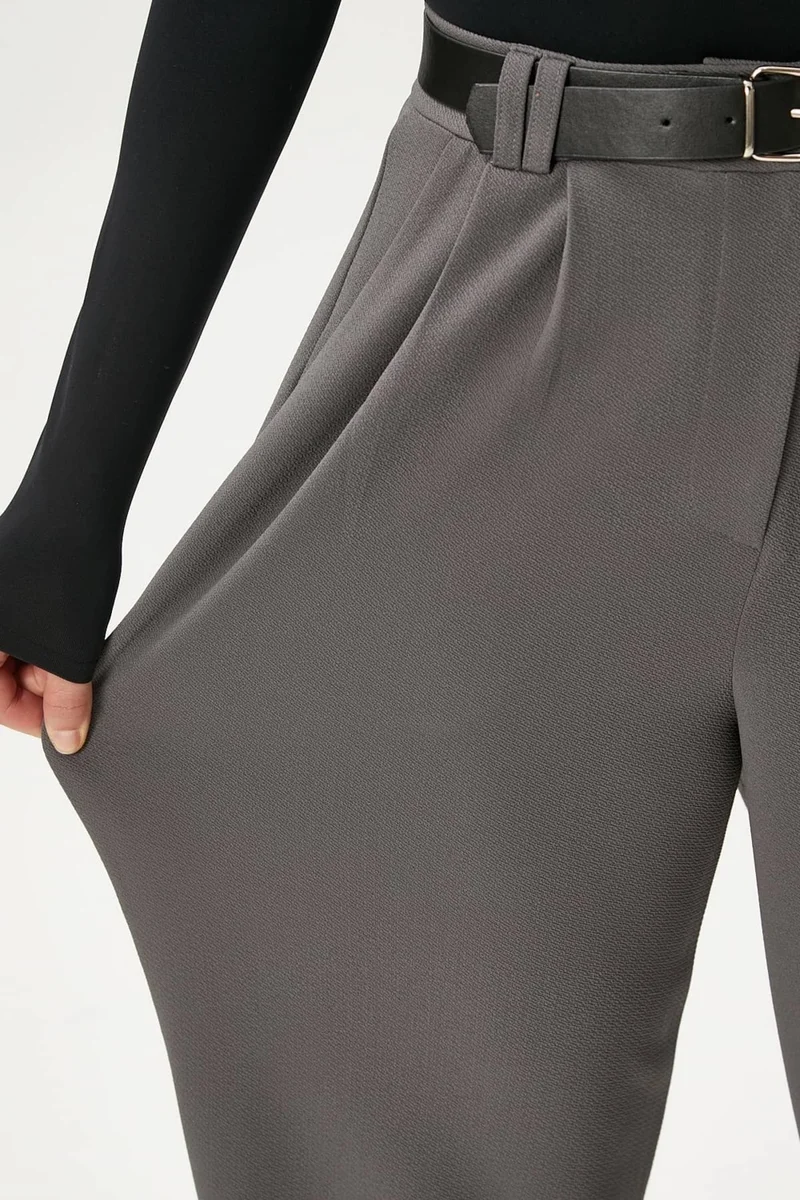 Ritnice Women's Rena Belted Lycra Anthracite Palazzo Trousers