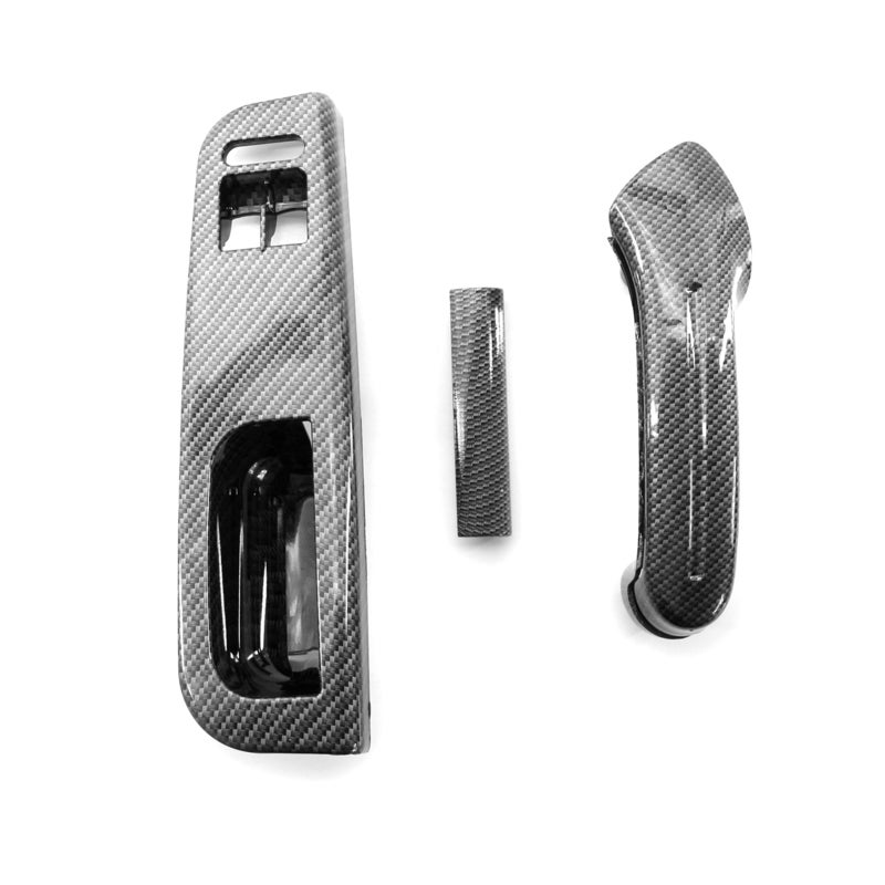 Interior Door Grab Handle Switch Bezel Set: 3PCS Black Carbon Fiber Style - Left-hand Drive Replacement Door Grab Handle Switch Bezel for VW Golf MK4 2 Doors 1999-2005 - Image 1