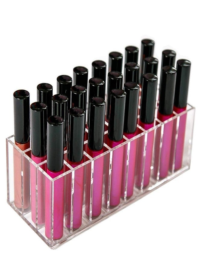 BBDOU Acrylic Lip Gloss Holder Organizer, Lipstick Holder, 24 Slots Makeup Lip Gloss Lipstick Brushes Storage Display Case - Image 1