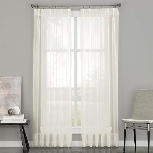 Curtainworks Soho Voile Sheer Pinch Pleat Curtain Panel, 29 by 95", Oyster - Image 1
