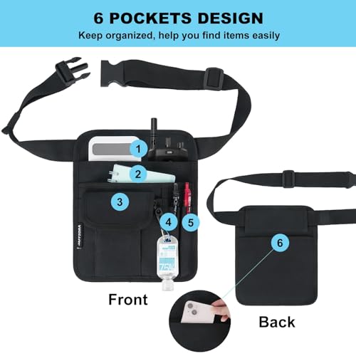 Jaffzora Server Waist Pouch, Restaurant Waitress Accessories Bag with Adjustable Belt, Utility Money Bag Working Serving Apron for Waiter Waitress, Black - Image 4