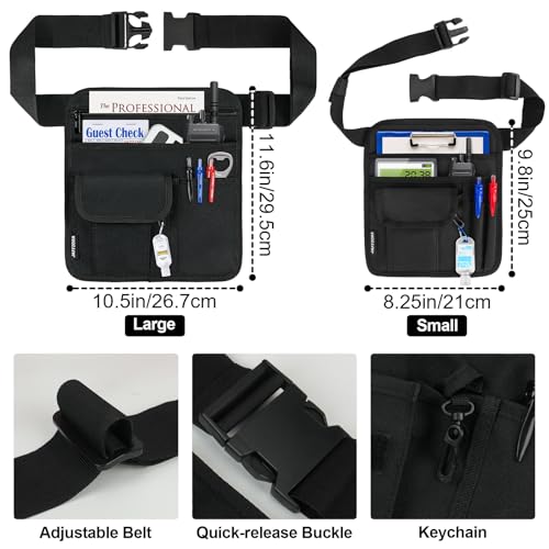 Jaffzora Server Waist Pouch, Restaurant Waitress Accessories Bag with Adjustable Belt, Utility Money Bag Working Serving Apron for Waiter Waitress, Black - Image 2