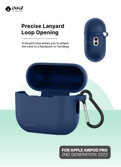 INEIX Soft Silicone Protective Case Cover  for Apple AirPods Pro (2nd generation) 2022-Navy Blue  - Image 4
