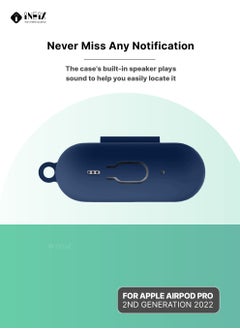 INEIX Soft Silicone Protective Case Cover  for Apple AirPods Pro (2nd generation) 2022-Navy Blue  - Image 2