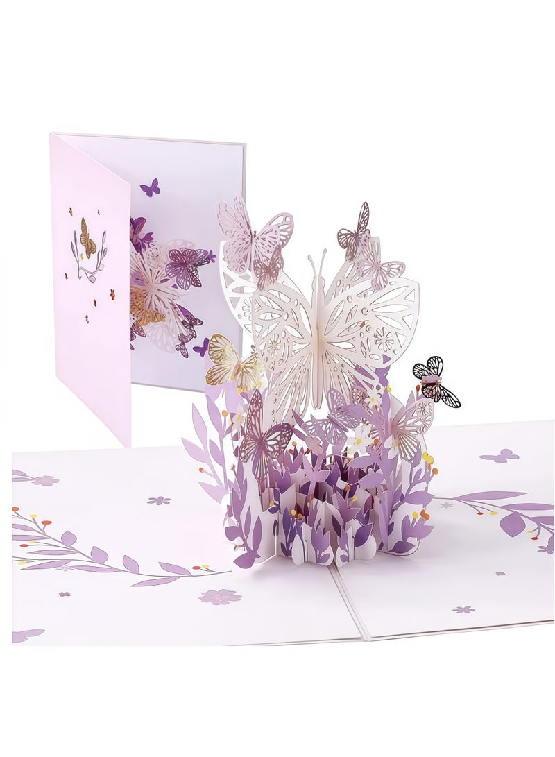 Greeting Card,3D Card, Pop Up Card, Romantic Theme Cards, Anniversary Cards for Wife Girlfriend Mother, Birthday Cards, Happy Holidays, Spring Card, Season's Greetings (Flying Butterfly) - Image 1