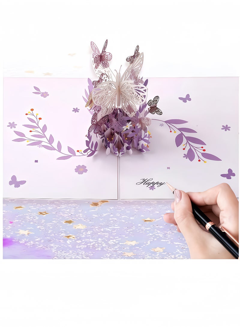 Greeting Card,3D Card, Pop Up Card, Romantic Theme Cards, Anniversary Cards for Wife Girlfriend Mother, Birthday Cards, Happy Holidays, Spring Card, Season's Greetings (Flying Butterfly) - Image 3