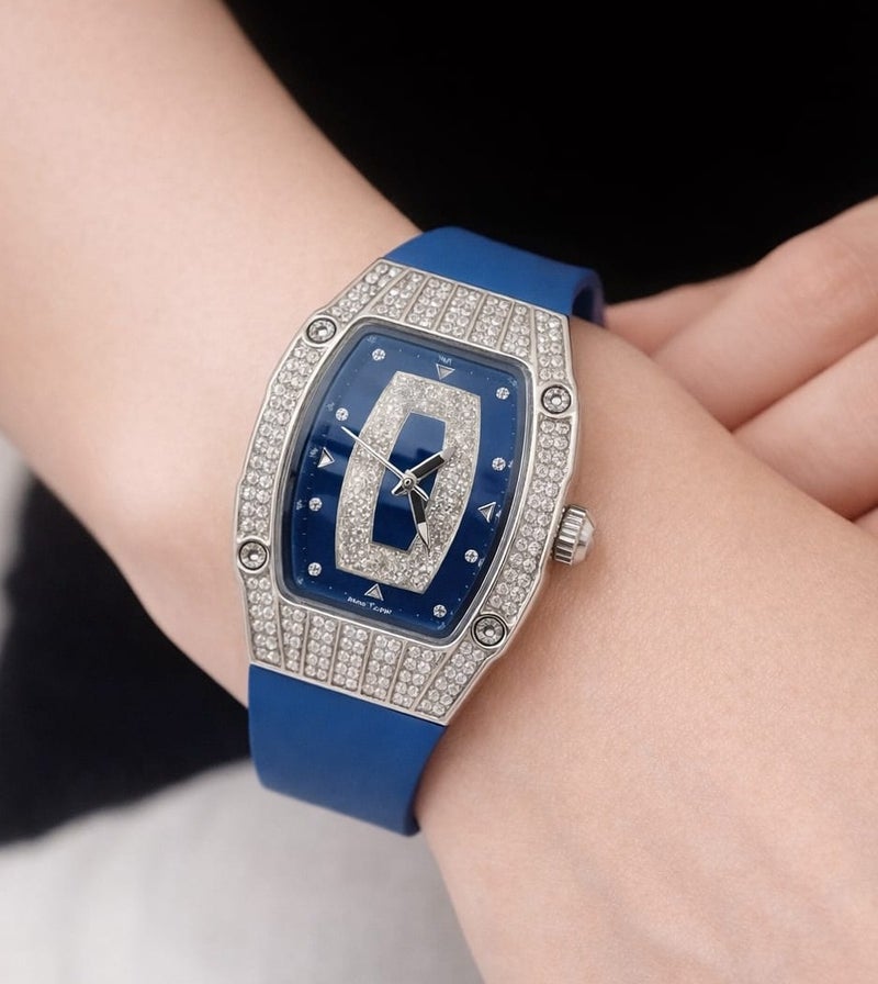 Women's rubber wristwatch - Richard Mille style, water-resistant, high quality, blue strap