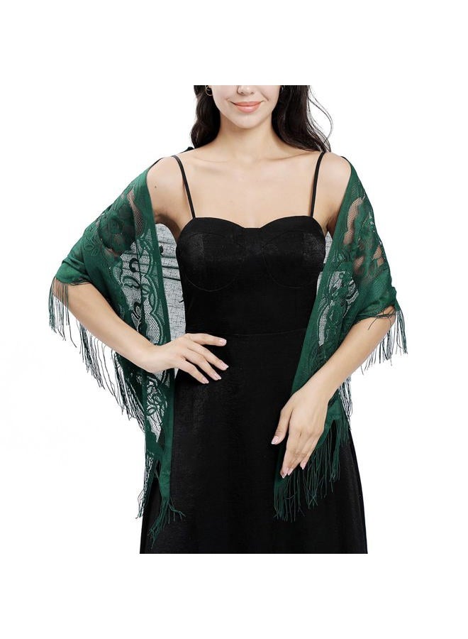 Ladiery Triangle Lace Shawls and Wraps for Evening Dresses with Tassels for Evening Party Mesh Wedding Shawls - Image 2