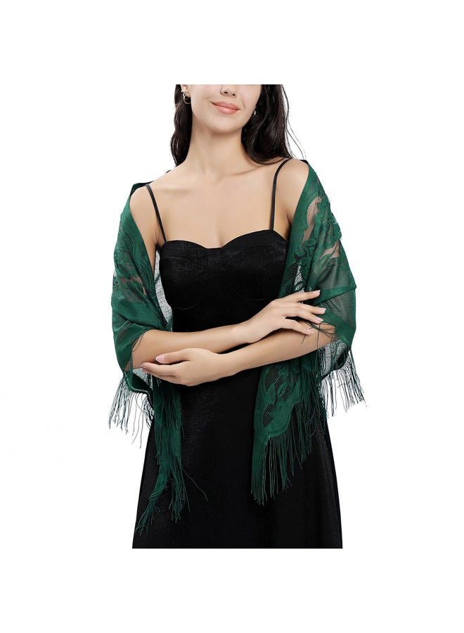 Ladiery Triangle Lace Shawls and Wraps for Evening Dresses with Tassels for Evening Party Mesh Wedding Shawls - Image 4